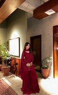 Chiffon maroon Garara set