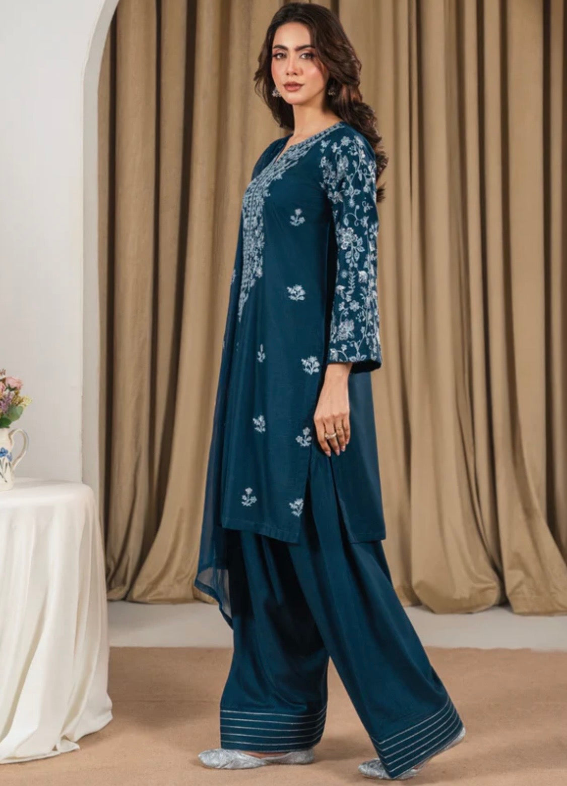 Navy blue 3-pcs stitched
