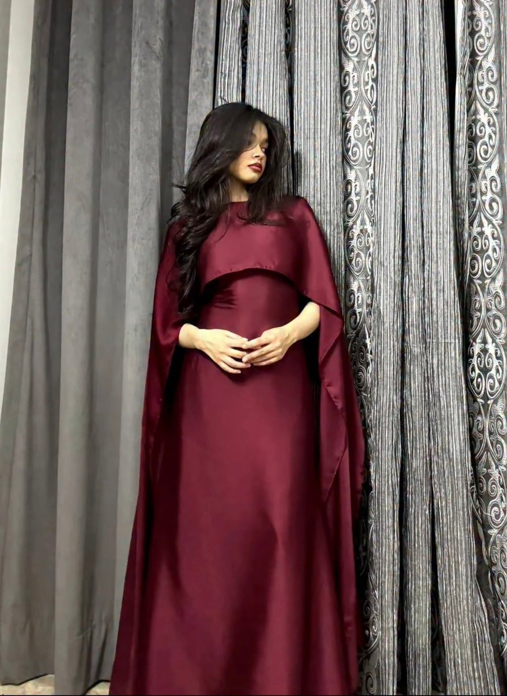 Silk cape dress