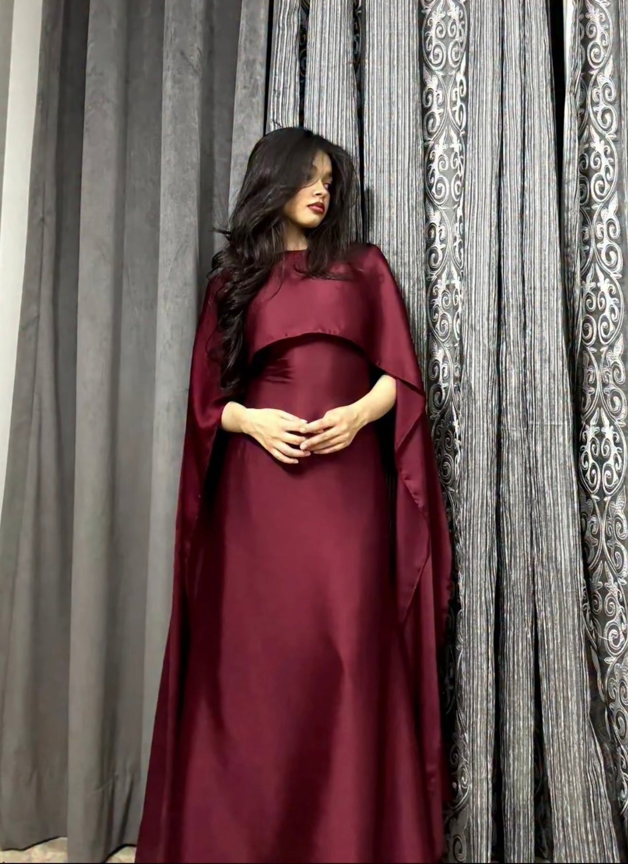 Silk cape dress