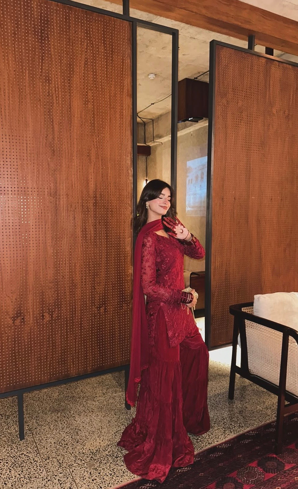 Chiffon maroon Garara set