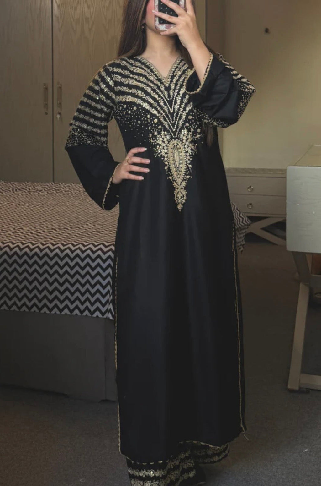 Black embroidered