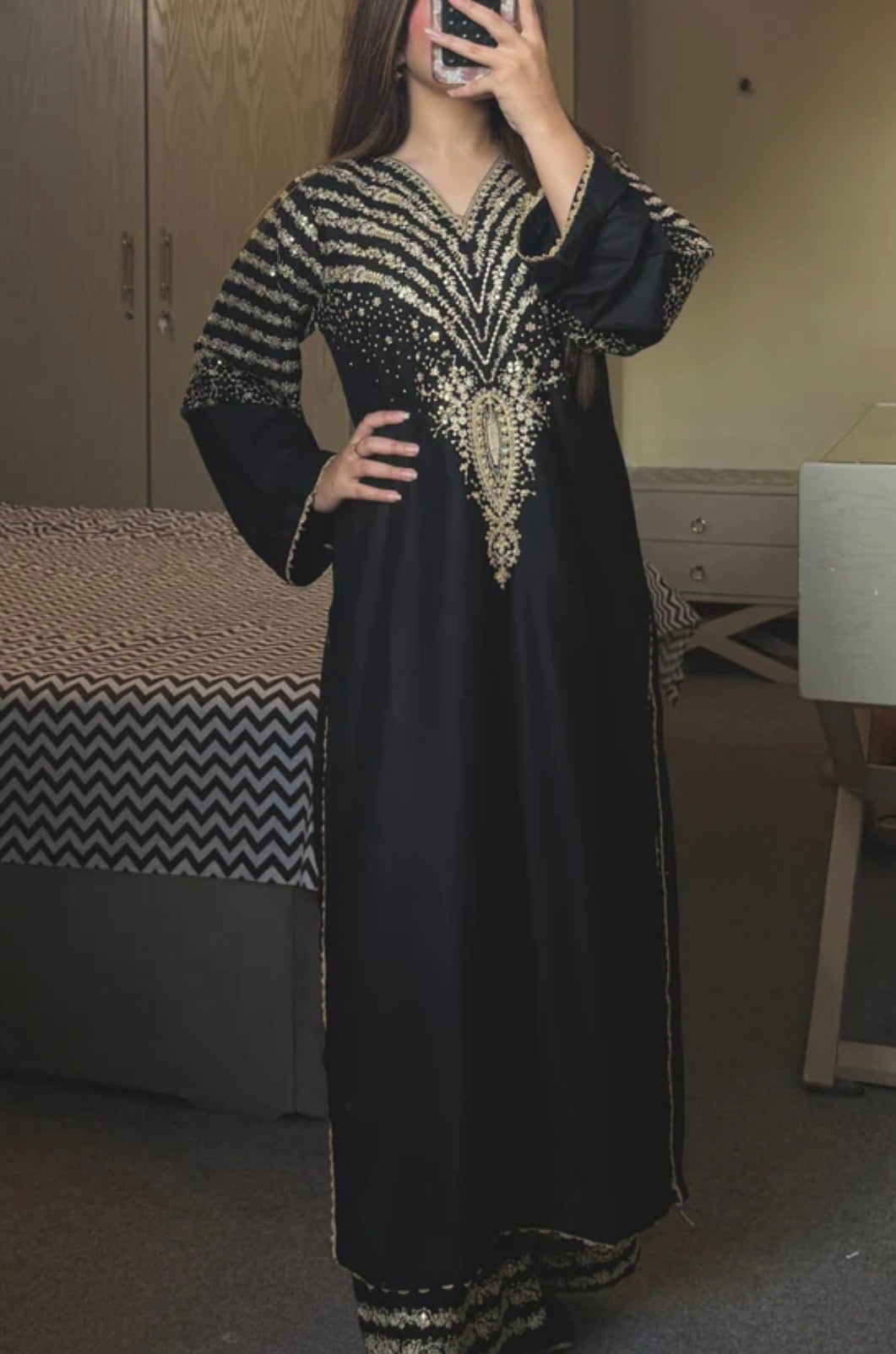 Black embroidered