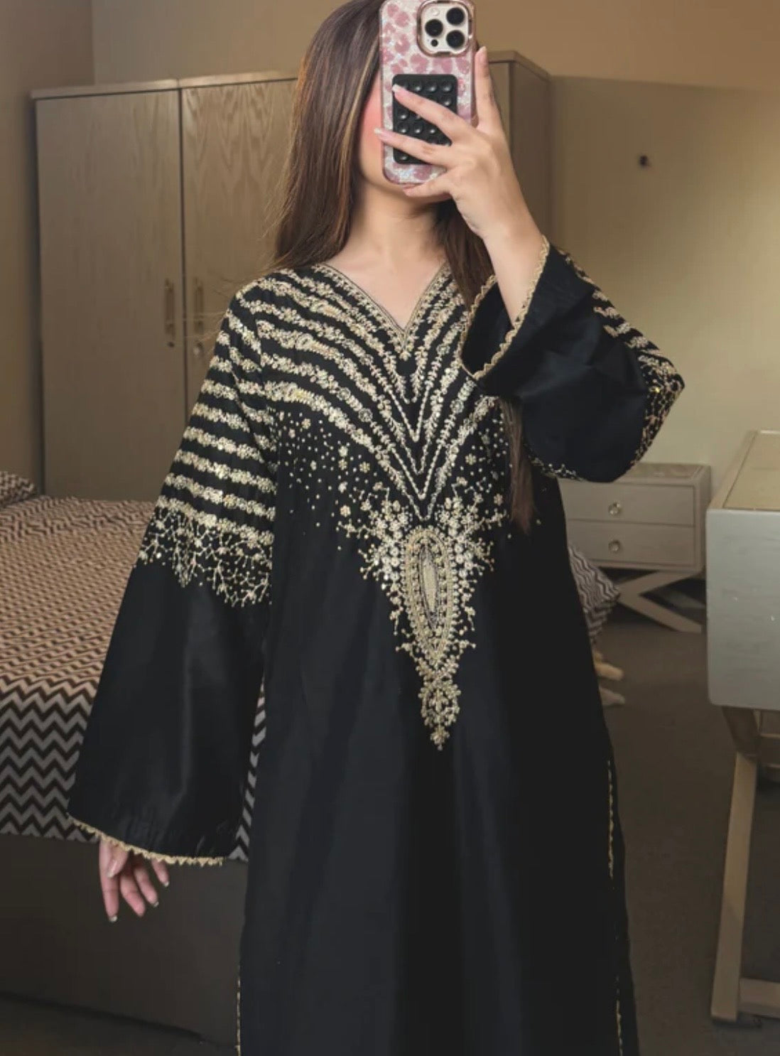 Black embroidered
