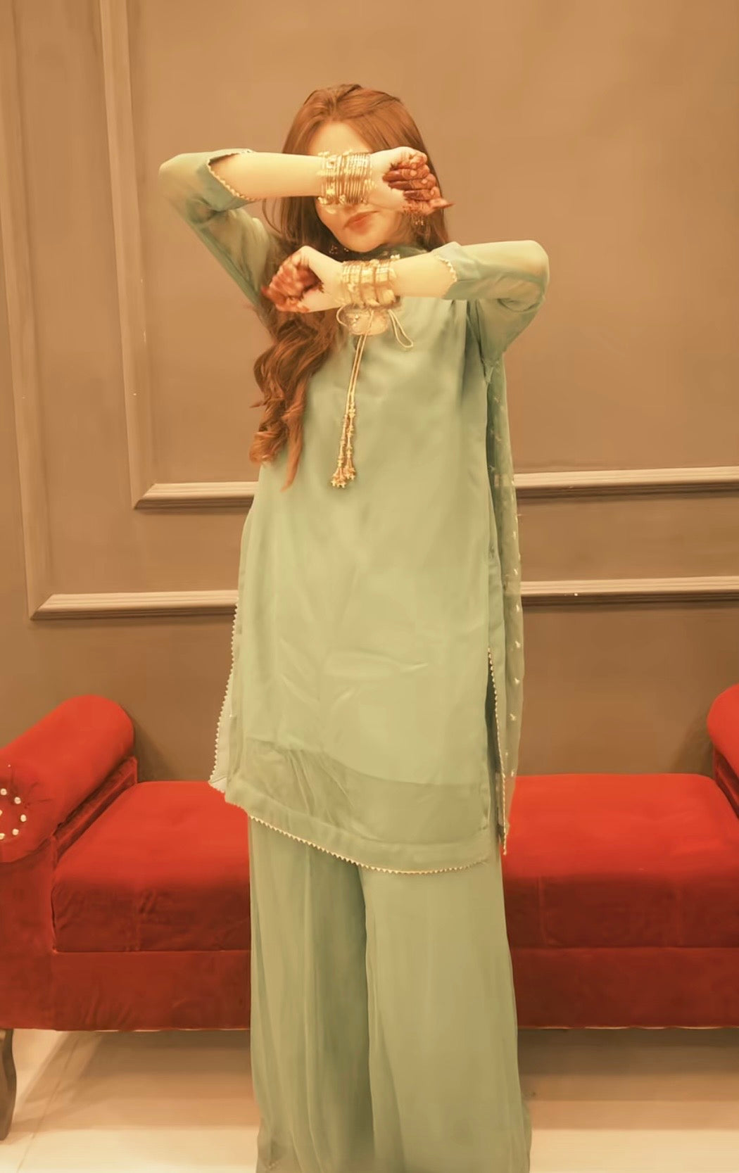 Mint green 3-pcs stitched