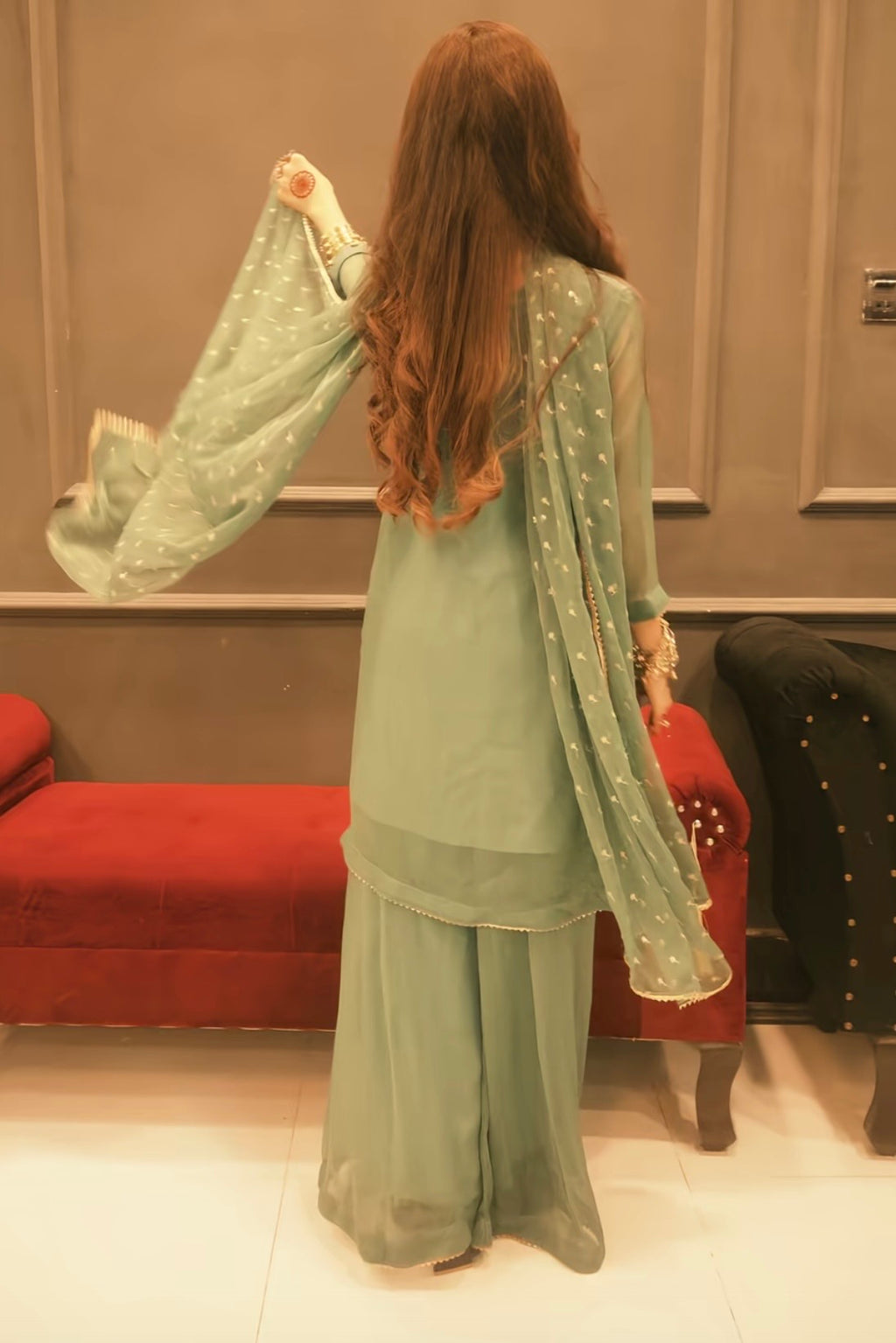 Mint green 3-pcs stitched