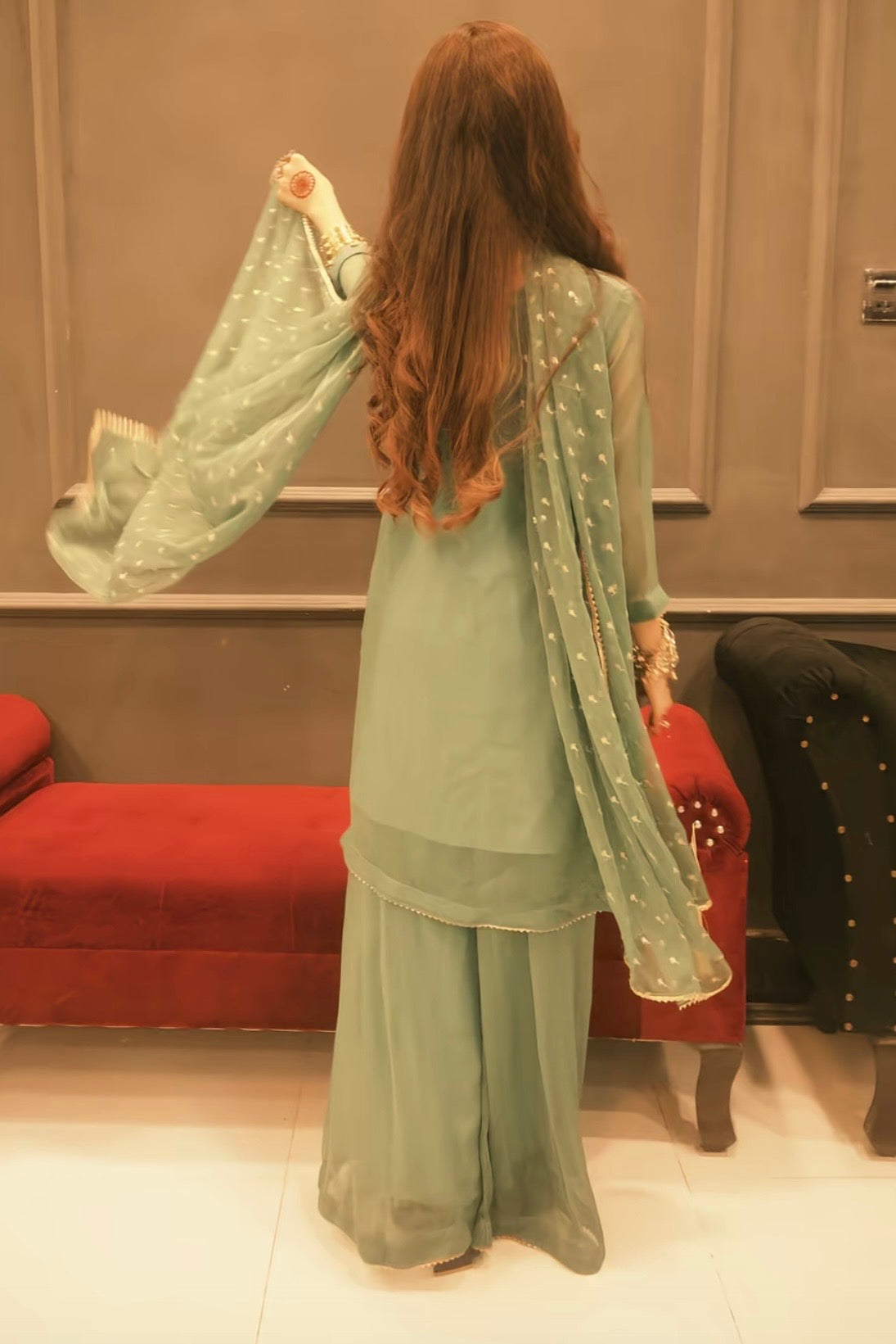 Mint green 3-pcs stitched