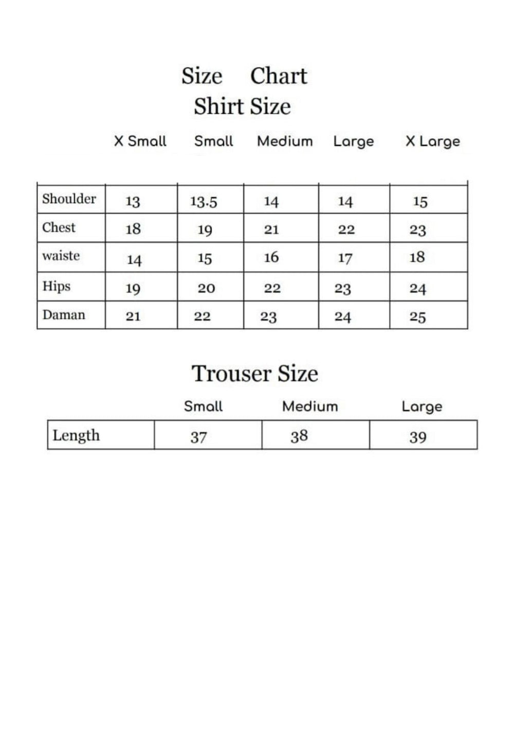 Size Chart